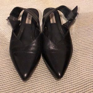Steve Madden Leather Black Slingback Flats